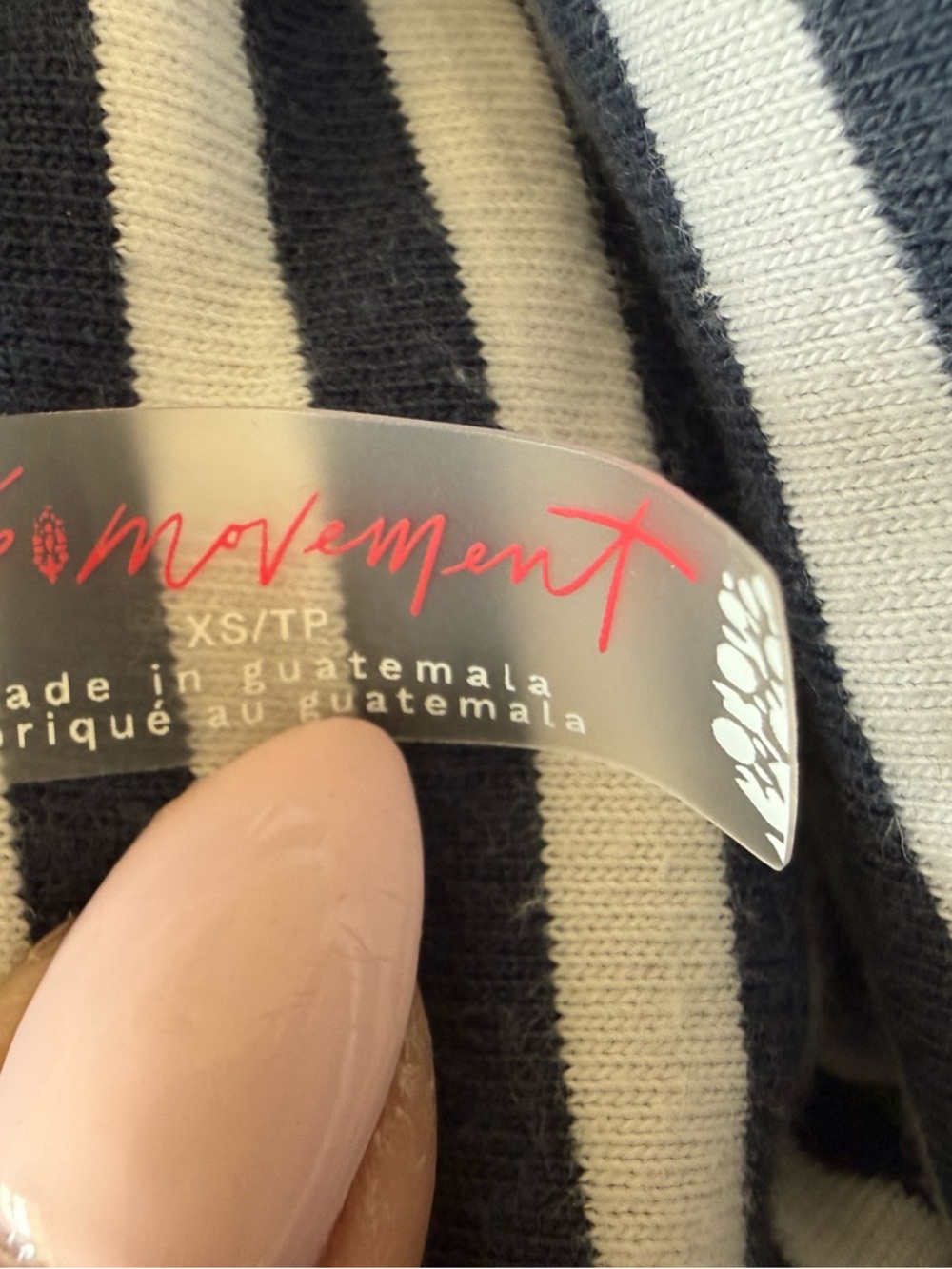 FP Movement by Free People Restoration Yarn Dye Stripe Layer Navy and White Top - Picture 11 of 15